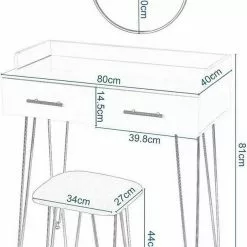 EUGAD Schminktisch, mit 3 Schubladen Tischplatte 100x40cm, Kosmetiktisch für Schlafzimmer, Weiß -Eugad Möbel Einkaufen 72033ee9 d90c 5792 b78e 36ab6f0ad0f3
