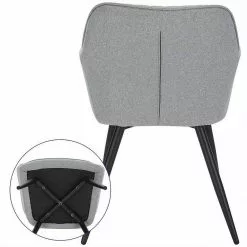 EUGAD Esszimmerstuhl (1 Stück), Küchenstuhl Wohnzimmerstuhl Sitzfläche aus Leinen Polsterstuhl mit Armlehne Metallbeine für Esszimmer Wohnzimmer Küche,Dunkelgrau Hellgrau -Eugad Möbel Einkaufen 72a8866f 0243 5ee5 9df0 b16c4da440dd