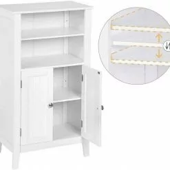 EUGAD Badkommode, Badschrank Beistellschrank, mit Doppeltür, 4 Fächern, MDF, Weiß -Eugad Möbel Einkaufen 72b33679 3cd2 5790 bba8 f53f95bb38c7