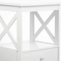 EUGAD Nachttisch, 2er-Set Beistelltisch Nachtschrank Nachtkommode Sofatisch aus MDF mit Schublade und Ablage für Schlafzimmer oder Wohnzimmer Weiß -Eugad Möbel Einkaufen 72b93af3 7cdf 580a 9c34 f01868fcc3a3
