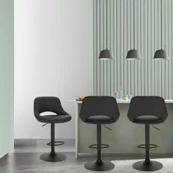 EUGAD Barhocker (2 St), 2er-Set 360° drehbar stufenlos höhenverstellbar mit Rückenlehne aus Kunstleder und Stahl Dunkelbraun Anthrazit, Grau -Eugad Möbel Einkaufen 7355a79f b420 512b 91ab 602979f82b2a