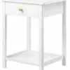 EUGAD Nachttisch, Nachtkommode Sofatisch Kaffeetisch Beistelltisch Nachtschrank für Wohnzimmer Schlafzimmer mit Schublade mit Ablage aus MDF Weiß