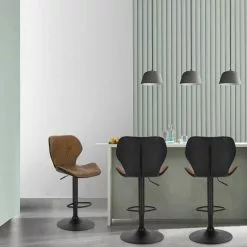 EUGAD Barhocker (2 St), 2er-Set höhenverstellbar und drenbar mit Rückenlehne aus Kunstleder Stahl Grau Anthrazit, Braun, Dunkelbraun -Eugad Möbel Einkaufen 737c8c4f b949 50ec ab54 a7e6d0f4a20b