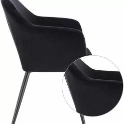EUGAD Polsterstuhl (1 Stück), Küchenstuhl Samt Stuhl Sessel mit Armlehne, Metallbeine, für Esszimmer Wohnzimmer, Schwarz Dunkelgrau -Eugad Möbel Einkaufen 73c5a783 8525 49ef b6c7 1fd1513eeb9c