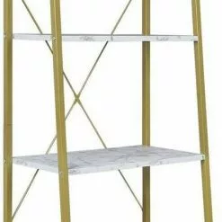 EUGAD Bücherregal, Standregal Bücherregal Metallregal Leiterregal Stufenregal Multifunktionale Regal Industrie Design MDF Metall Schwarz+schwarzer Marmor Golden+Weißer Marmor, Vintage -Eugad Möbel Einkaufen 73e040e3 2ef0 5a2b b15c 1a4d2ad11abc