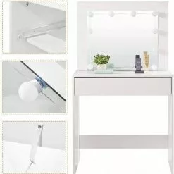 EUGAD Schminktisch, Frisiertisch 10 LED-Lampen mit Schubladen 80x40cm Schwarz Weiß -Eugad Möbel Einkaufen 73e4b735 500a 589e ba79 93620f3344bb