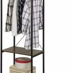 EUGAD Kleiderständer, Garderobenständer mit 2 Ablagen Holz Metall Schwarz-Hell Eiche Schwarz-Vintage, Weiß-Eiche -Eugad Möbel Einkaufen 744a84b8 c372 505c 8602 389dadb9b54f