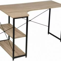 EUGAD Schreibtisch, Computertisch Büromöbel Couchtisch mit Ablage Holz Stahl Schwarz+Beigebraun Industrie-design -Eugad Möbel Einkaufen 7474bcb0 1371 5ba0 a1f8 3519f38acb6e