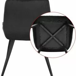 EUGAD Esszimmerstuhl (2 Stück), Polsterstuhl Küchenstuhl Wohnzimmerstuhl mit Rückenlehne, Sitzfläche aus Samt, Retrostuhl mit Metallbeine für Esszimmer Wohnzimmer, Schwarz Dunkelgrau, Dunkelgrün -Eugad Möbel Einkaufen 74bf3b4c ed4a 52df b89f c44da91a30f1