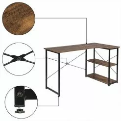 EUGAD Schreibtisch, mit Bücherregal 120x74x71,5 cm Schwarz Marmor Holz Vintage -Eugad Möbel Einkaufen 74ecddeb 6a5d 5654 aff2 fb1efd5d26d3