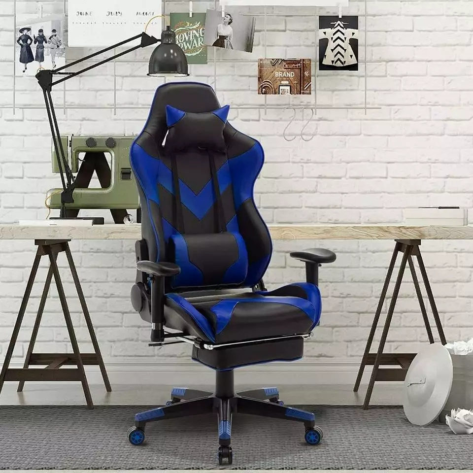 EUGAD Gaming Chair, Bürostuhl, Gaming Stuhl, Kunstleder, mit einstellbaren Armlehnen Rot Blau, Schwarz, Weiß 11 EUGAD Gaming Chair, Bürostuhl, Gaming Stuhl, Kunstleder, mit einstellbaren Armlehnen Rot Blau, Schwarz, Weiß – Bild 11