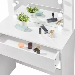 EUGAD Schminktisch, Frisiertisch 10 LED-Lampen mit Schubladen 80x40cm Schwarz Weiß -Eugad Möbel Einkaufen 75554d27 0efd 56ad bc07 0cb419c5190e