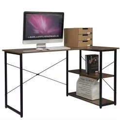 EUGAD Schreibtisch, mit Bücherregal 120x74x71,5 cm Schwarz Marmor Holz Vintage -Eugad Möbel Einkaufen 7591fd65 4470 56b5 b598 af43b9bb1021