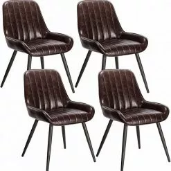 EUGAD Esszimmerstuhl, 4 Stücke Retro Küchenstuhl Sitzfläche aus PU mit Metallbeine Schwarz Braun, Dunkelbraun, Dunkelgrün, Grau -Eugad Möbel Einkaufen 75f7cb2d 007b 565b b3f5 1397eb01eb87