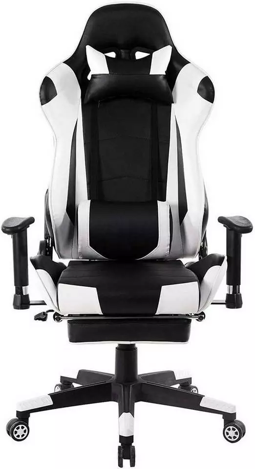 EUGAD Gaming Chair, Bürostuhl Schreibtischstuhl, Kunstleder, mit Ledenkissen Kopfstütze einstellbaren Armlehnen Weiß Grau, Rot, Weiß 1 EUGAD Gaming Chair, Bürostuhl Schreibtischstuhl, Kunstleder, mit Ledenkissen Kopfstütze einstellbaren Armlehnen Weiß Grau, Rot, Weiß
