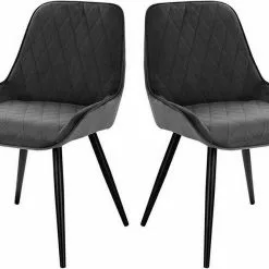 EUGAD Esszimmerstuhl (2 Stück), Polsterstuhl Küchenstuhl Wohnzimmerstuhl mit Rückenlehne, Sitzfläche aus Samt, Retrostuhl mit Metallbeine für Esszimmer Wohnzimmer, Schwarz Dunkelgrau, Dunkelgrün -Eugad Möbel Einkaufen 76a56da2 d512 5c39 9827 1b57b3507b20