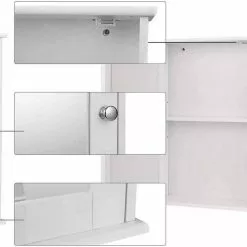 EUGAD Spiegelschrank Hängeschrank Badschrank aus Holz 42 x 58,5 x 12 cm weiß -Eugad Möbel Einkaufen 770335f7 49c3 5839 a575 8c1ef855e15c