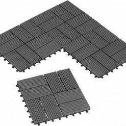 EUGAD WPC-Fliesen, 11 Stück WPC Terrassenfliesen Klickfliesen 30x30cm Hellgrau Anthrazit, Coffee, Dunkelgrau -Eugad Möbel Einkaufen 77270d03 f806 5391 a8cb c527c0644d13
