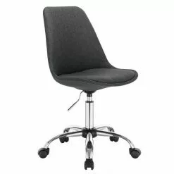 EUGAD Schreibtischstuhl, Arbeitshocker, Stoffbezug, 360° drehbar, Dunkelgrau Duneklgrau, Hellgrau