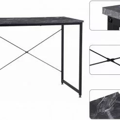 EUGAD Schreibtisch, Computertisch Esstisch Holz Stahl 80x60x70 cm Holz Vintage+schwarz Hell Eiche+schwarz, Hell Eiche+weiß, Marmor+schwarz -Eugad Möbel Einkaufen 77a9ef9b 1279 5dda bb35 754db9773348