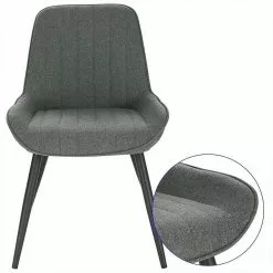 EUGAD Polsterstuhl (2 Stück), Esszimmerstühle aus Leinen mit stabilen Metallbeinen, mit Rückenlehne und gepolsterter Sitzfläche Dunkelgrau, Hellgrau -Eugad Möbel Einkaufen 7858cc5a 9ab7 5018 aa5d d124ea962688