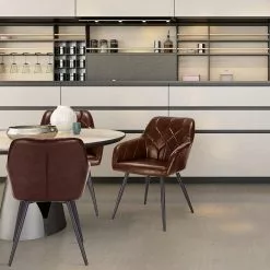 EUGAD Esszimmerstuhl, 6er-Set Esszimmerstuhl aus Kunstleder Metallbeine Schwarz Dunkelbraun -Eugad Möbel Einkaufen 787462df 7612 4c08 bd4c 072525ad7cca