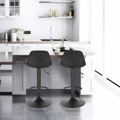 EUGAD Barhocker (Set, 2 St), 2er-Set mit Rückenlehne, Barstühle Höhenverstellbar und 360° Drehbar, Zeitgenössisch für Esszimmer, Bar Grau Schwarz -Eugad Möbel Einkaufen 78edd2ec f049 57f1 9654 ee5d9f71e54f