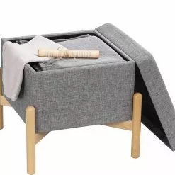 EUGAD Sitzhocker, Polsterhocker Sitztruhe bis 150kg belastbar, mit Stauraum, Deckel Abnehmbar Holzbeine Dunkelgrau Hellgrau -Eugad Möbel Einkaufen 79bb7363 0bab 5ba9 923f 4473ece27a02