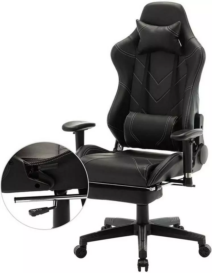 EUGAD Gaming Chair, Bürostuhl, Gaming Stuhl, Kunstleder, mit einstellbaren Armlehnen Rot Blau, Schwarz, Weiß 20 EUGAD Gaming Chair, Bürostuhl, Gaming Stuhl, Kunstleder, mit einstellbaren Armlehnen Rot Blau, Schwarz, Weiß – Bild 20