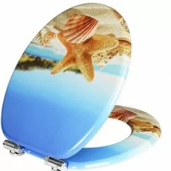 EUGAD WC-Sitz (1-St), Toilettensitz, WC Sitz mit Absenkautomatik, MDF, Holz, Softclose Scharnier Gr&uuml;ne Bl&auml;tter, Holzfarbe, Lilie, Seestern, Seestern Am Strand, Seestern Sonnenuntergang, Stone, &lrm;Lila Blume und Stones -Eugad Möbel Einkaufen 7a45df21 6ef6 4103 b832 fc5244284ad7
