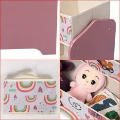EUGAD Bücherregal, Kinder Aufbewahrungsregal Spielzeugregal Bücherregal Spielzeugkiste Kinderkommode Kindermöbel 3 Schichten mit 6 Kisten aus MDF Rosa -Eugad Möbel Einkaufen 7a7add21 188f 5911 ae48 e3d1e0d45ef8