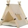EUGAD Tierhaus, Tipi Hundezelt Katzenzelt 45x55x45cm Kätzchen Chihuahua Havaneser Kaninchen mit Kissen abnehmbar waschbar faltbar Weiß