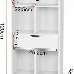 EUGAD Bücherregal, Bücherschrank Raumteiler mit Schublade, mit Fußbeine, 6 Fächer, Weiß -Eugad Möbel Einkaufen 7b0517a7 b6d7 5ada a653 7cea33fff006
