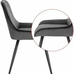 EUGAD Esszimmerstuhl (2 Stück), Polsterstuhl Küchenstuhl Wohnzimmerstuhl mit Rückenlehne, Sitzfläche aus Samt, Retrostuhl mit Metallbeine für Esszimmer Wohnzimmer, Schwarz Dunkelgrau, Dunkelgrün -Eugad Möbel Einkaufen 7b0a6140 ad04 5c03 96ed be9e6f0fb829