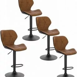 EUGAD Barhocker, 4er-Set mit Rückenlehne aus Kunstleder Metall Braun Anthrazit, Dunkelbraun, Grau -Eugad Möbel Einkaufen 7b893b5b 226b 5cfd ae47 c7efec6bf5b1