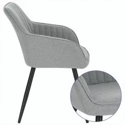 EUGAD Esszimmerstuhl, Küchenstuhl aus Leinen mit Armlehne Dunkelgrau, Hellgrau -Eugad Möbel Einkaufen 7b8adc50 981c 5f7d 923d 8319f3806d4d