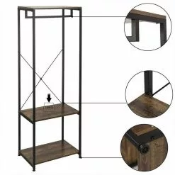 EUGAD Kleiderständer, Garderobenständer mit 2 Ablagen Holz Metall Schwarz-Hell Eiche Schwarz-Vintage, Weiß-Eiche -Eugad Möbel Einkaufen 7bbb797d 2e81 5b09 8b88 dc2b163096b1