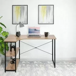 EUGAD Schreibtisch, Computertisch Büromöbel Couchtisch mit Ablage Holz Stahl Schwarz+Beigebraun Industrie-design -Eugad Möbel Einkaufen 7c71f57e 935e 574a 9d18 7ee03dd0a2a6