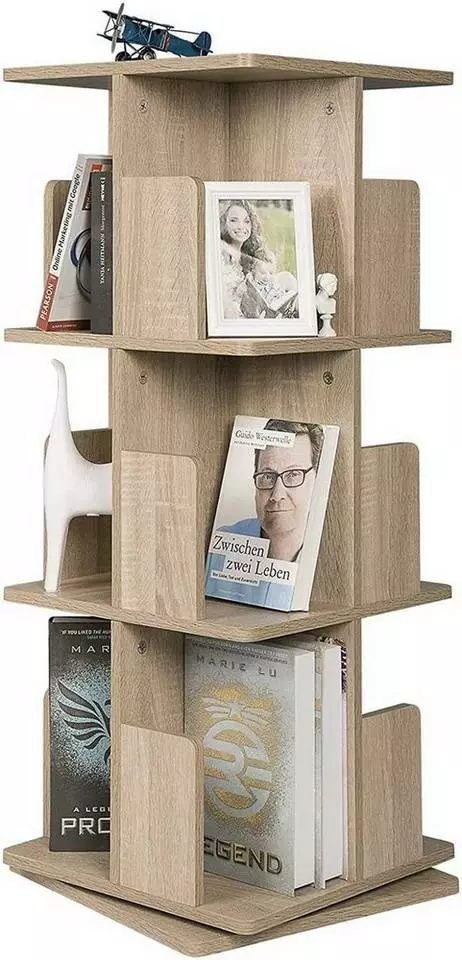 EUGAD Bücherregal, Raumteiler Standregal mit 3 Ebenen, 360° frei drehbar, MDF, Natur 5 EUGAD Bücherregal, Raumteiler Standregal mit 3 Ebenen, 360° frei drehbar, MDF, Natur – Bild 5