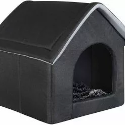 EUGAD Tierbett, Katzenhaus Katzenhöhle herausnehmbarer Matte Dunkelgrau, Hellgrau