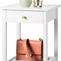 EUGAD Nachttisch, Nachtkommode Sofatisch Kaffeetisch Beistelltisch Nachtschrank für Wohnzimmer Schlafzimmer mit Schublade mit Ablage aus MDF Weiß -Eugad Möbel Einkaufen 7d2c9c86 d8bb 5f8d b0ac 11c2acefc559