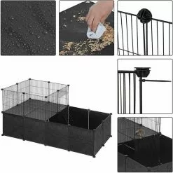 EUGAD Freigehege, mit Bodenplatten Kaninchen Hasen Meerschweinchen Welpenauslauf Laufgitter mit Tür&Treppe Doppelstöckig DIY Schwarz 38 Platten (35x35cm/Platte) 145x75x75 cm -Eugad Möbel Einkaufen 7f6d8d00 3704 5cbe b674 1d10e9ade001