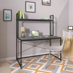 EUGAD Schreibtisch, PC-Tisch Bürotisch Arbeitstisch mit Bücherregal Holz 120x60x140 cm Schwarz-Marmor Schwarz-Vintage -Eugad Möbel Einkaufen 80bd6fdc a3b8 5ccd b150 95d20c2b02e1