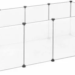 EUGAD Freigehege, Freigehege für Kaninchen Hasen Meerschweinchen Welpenauslauf DIY, 12 Platten 145 x 75 x 46 cm Grau, Schwarz, Transparent, Weiß -Eugad Möbel Einkaufen 833d556f b03f 4ea0 82f5 5b1540efbda9