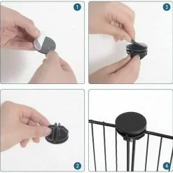 EUGAD Freigehege, mit Bodenplatten Kaninchen Hasen Meerschweinchen Welpenauslauf Laufgitter mit Tür&Treppe Doppelstöckig DIY Schwarz 38 Platten (35x35cm/Platte) 145x75x75 cm -Eugad Möbel Einkaufen 8437a5c3 48a2 5a57 886a 23b908ef474c