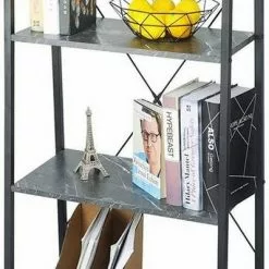 EUGAD Bücherregal, Standregal Bücherregal Metallregal Leiterregal Stufenregal Multifunktionale Regal Industrie Design MDF Metall Schwarz+schwarzer Marmor Golden+Weißer Marmor, Vintage -Eugad Möbel Einkaufen 85c29bb4 cb75 5564 98a7 97ce9b85ad60
