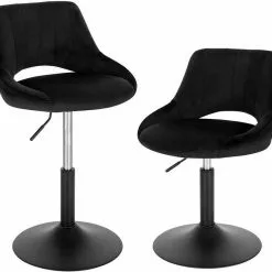 EUGAD Barhocker (2 St), Barstuhl Barsessel Sessel Loungesessel höhenverstellbar Clubsessel Cocktailsessel Drehsessel Samt Sitzhöhe 40–55 cm Rosa Dunkelgrau, Schwarz -Eugad Möbel Einkaufen 8617331d 4c34 4fc8 92de af5c0c5cb689