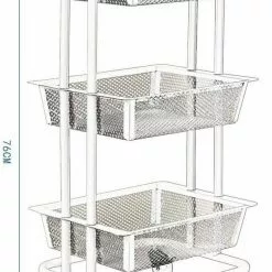 EUGAD Beistellwagen »0030CC«, Rollwagen Küchewagen 3 Gitterkörbe, Rolle mit Bremse 40x76x30 cm Weiß -Eugad Möbel Einkaufen 86261da6 2e87 5ec5 a728 316f66e9b29d