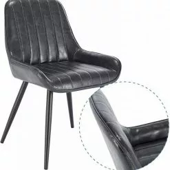 EUGAD Esszimmerstuhl, 4 Stücke Retro Küchenstuhl Sitzfläche aus PU mit Metallbeine Schwarz Braun, Dunkelbraun, Dunkelgrün, Grau -Eugad Möbel Einkaufen 86d224a0 99ea 5b95 bf6a 8af046add529