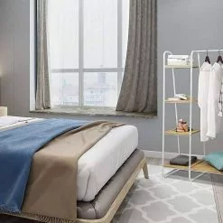 EUGAD Garderobenständer, Kleiderständer,mit Regal, Metall, Holz,im Flur, Wohnzimmer, Dunkelbraun-Schwarz Eiche-Weiß, Sand-Weiß -Eugad Möbel Einkaufen 87541310 f631 555f 844f 38b534171a91